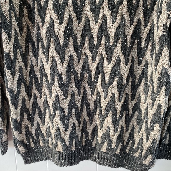 Deadstock Perry Ellis 3D Knit Sweater Anthracite Chevron Pattern 80s 90s Coogi - Picture 4 of 11